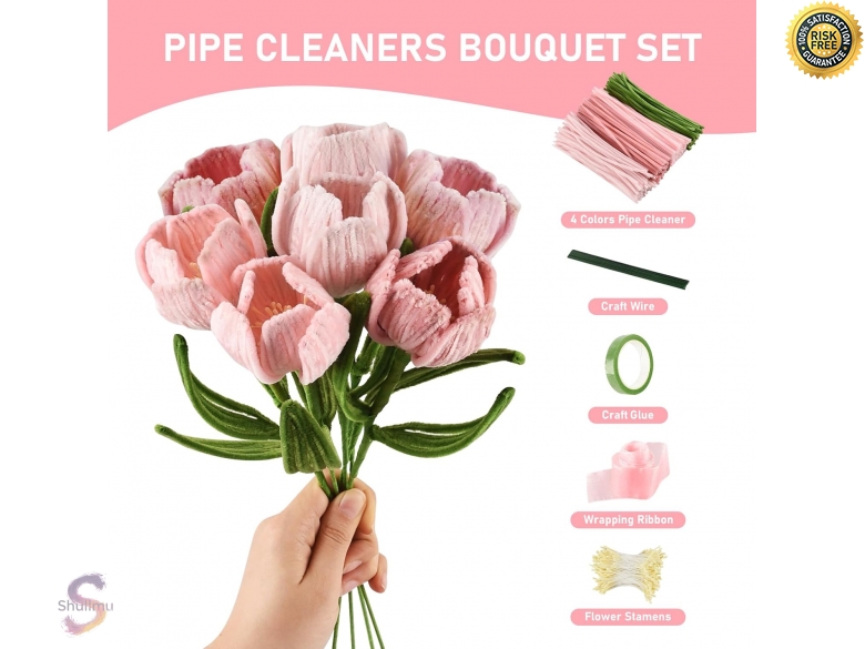 400 Stück Pfeifenreiniger Blumen Set, Pfeifenputze Produktbild-Vorschau 11